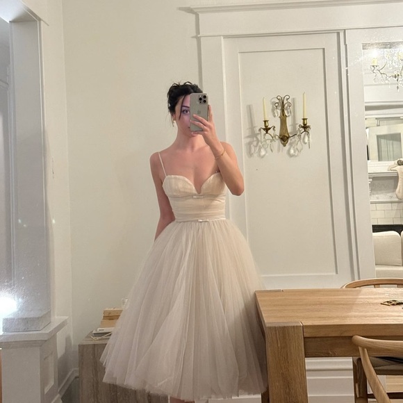 House of CB Cream Strapless Tulle Dress - Picture 2 of 8